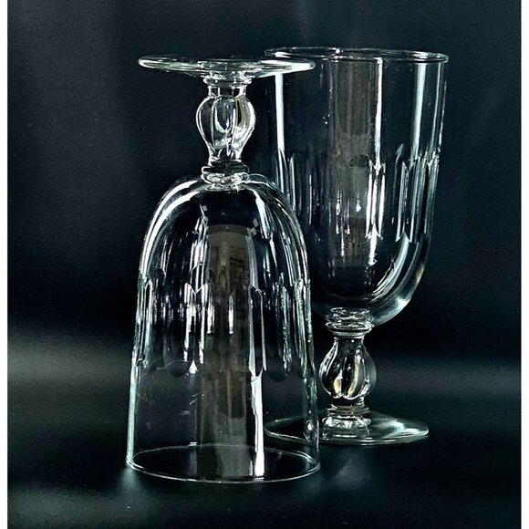 2 Libbey Cut Panels Ice Tea Glasses 7" goblets vtg minimalist cottagecore 1990s - Picture 6 of 9